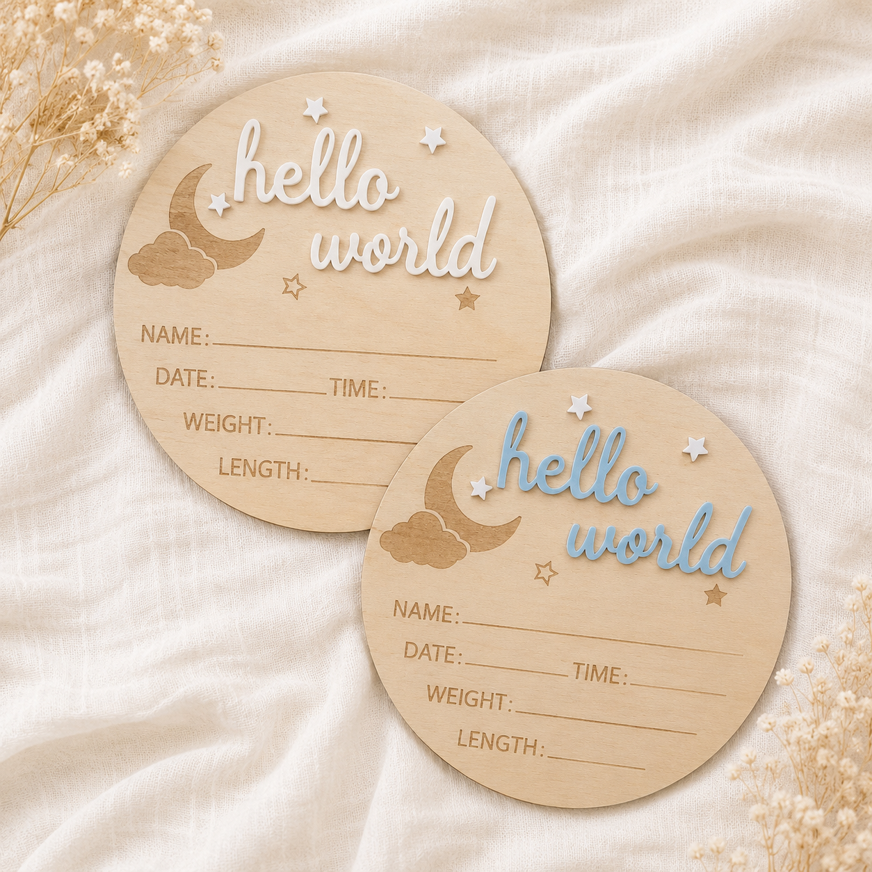 Hello World Birth Announcement Plaque – 15cm