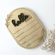 Hello World Birth Announcement Plaque