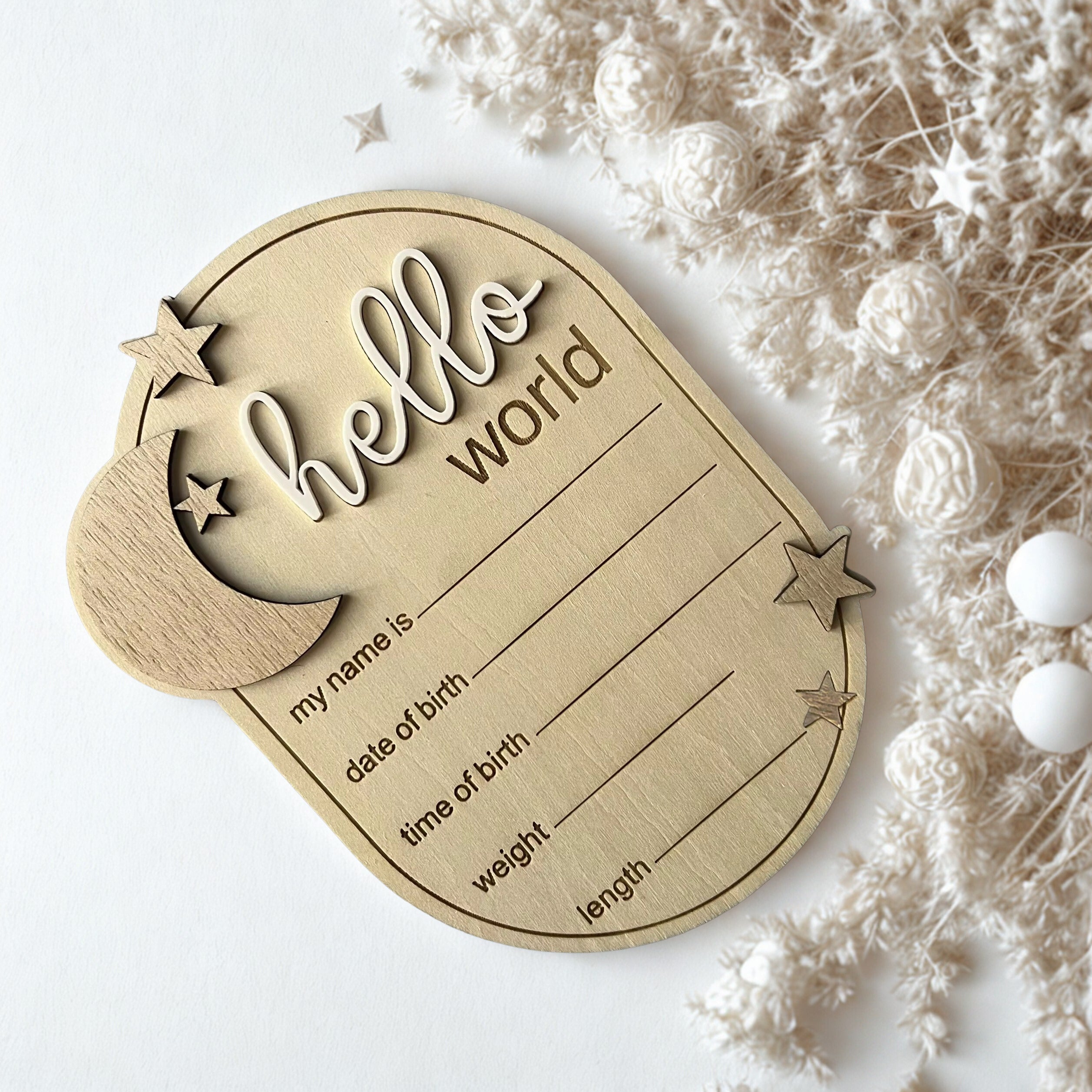 Hello World Birth Announcement Plaque