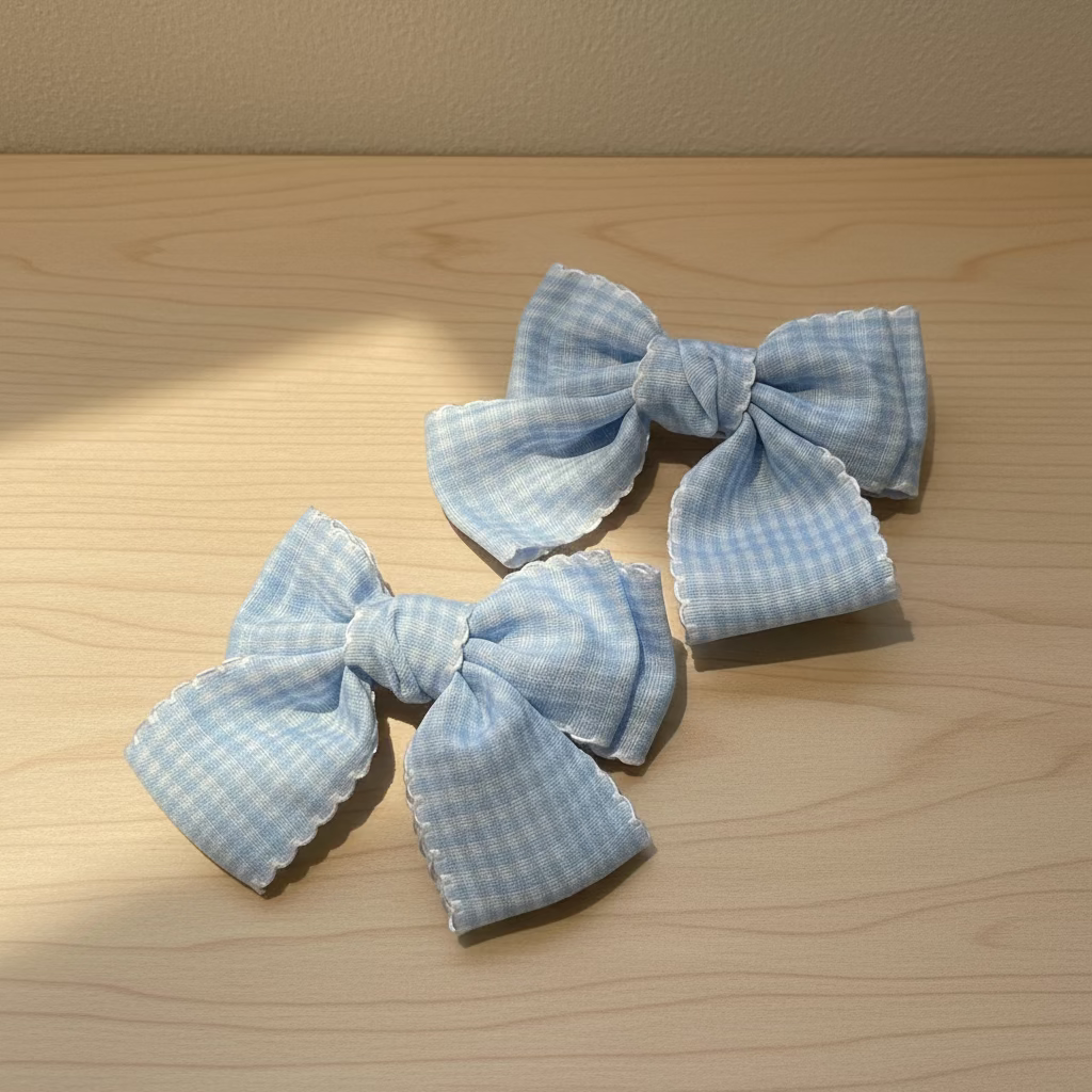 Gingham Bow Hair Clips – Baby & Toddler Bow Set of 2