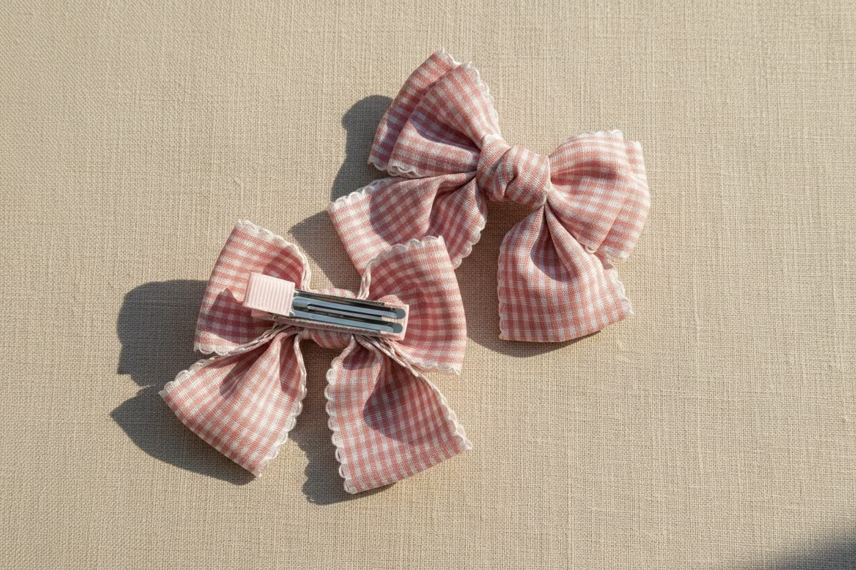 Gingham Bow Hair Clips – Baby & Toddler Bow Set of 2