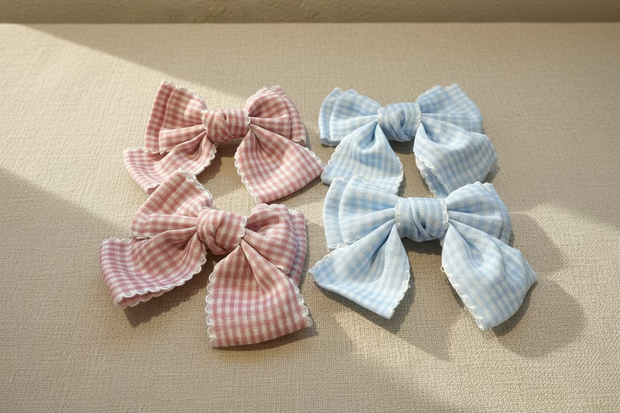 Gingham Bow Hair Clips – Baby & Toddler Bow Set of 2