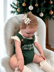 “My First Christmas” Knit Romper - Evergreen