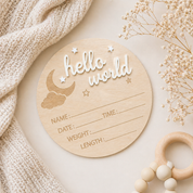 Hello World Birth Announcement Plaque – 15cm