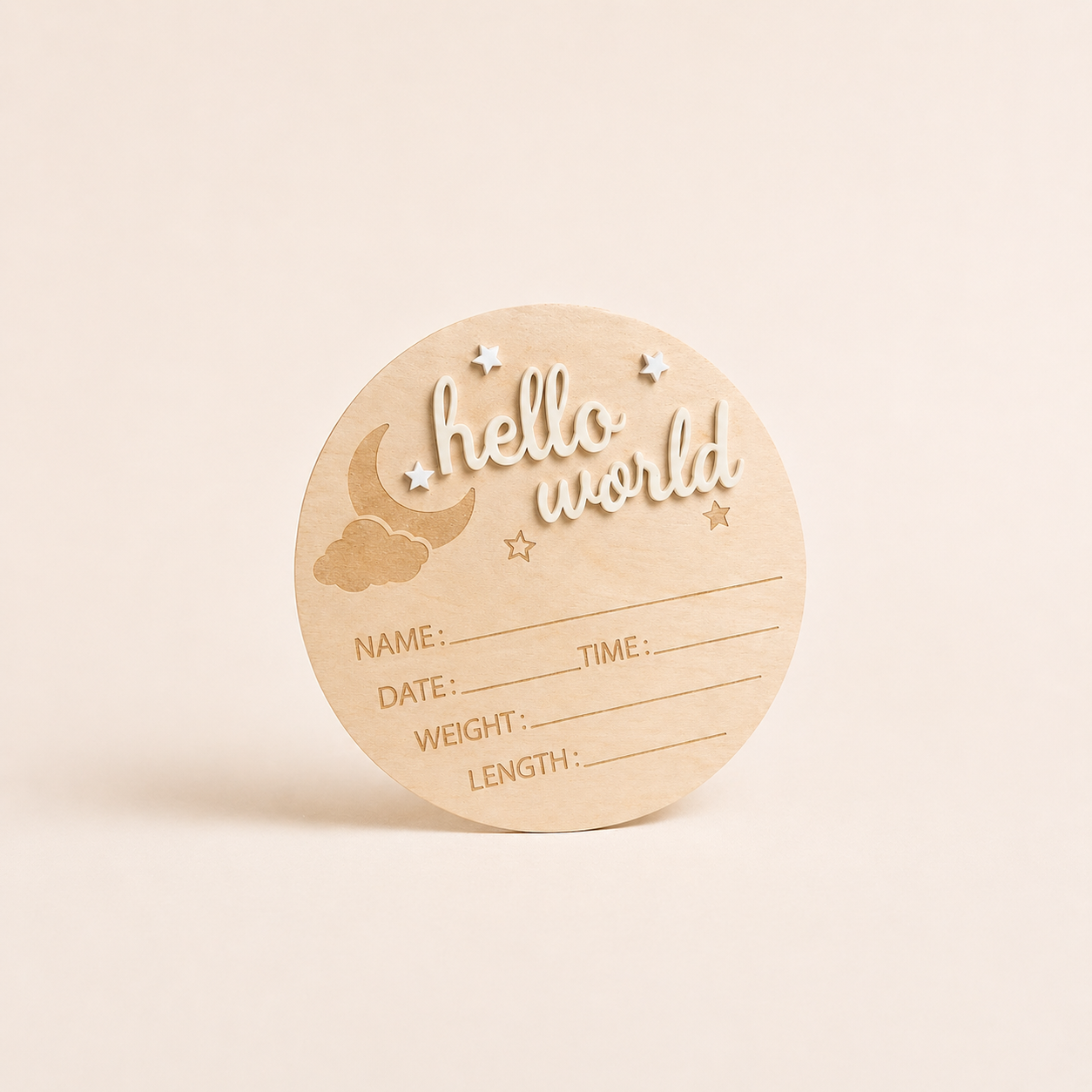 Hello World Birth Announcement Plaque – 15cm