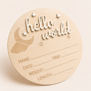 Hello World Birth Announcement Plaque – 15cm