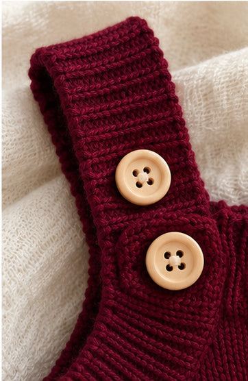 Cranberry Bow Jacquard Knit Romper
